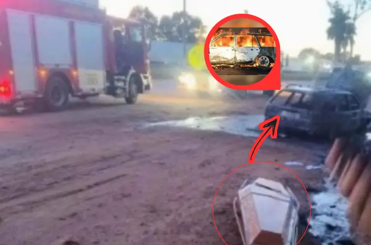 Carro funerário pega fogo durante transporte de corpo na BR-163 em Mato Grosso