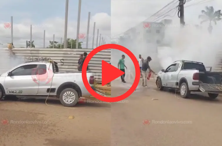 Vídeo mostra carro pegando fogo no meio de avenida em Porto Velho