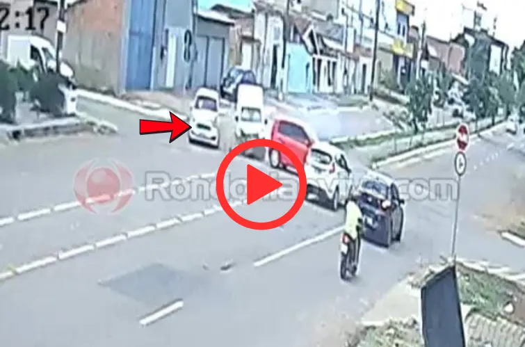 Vídeo mostra forte colisão entre três veículos na Pinheiro Machado em Porto Velho