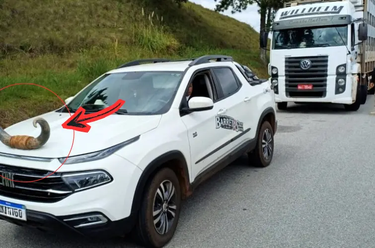 Picape com “chifre de boi” no capô rende multa gravíssima durante abordagem da PRF