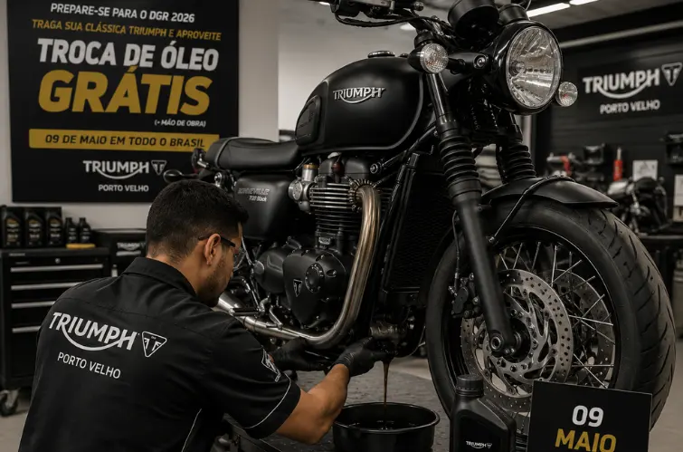 Triumph Porto Velho realizará troca de óleo gratuita para motos clássicas antes do DGR 2026