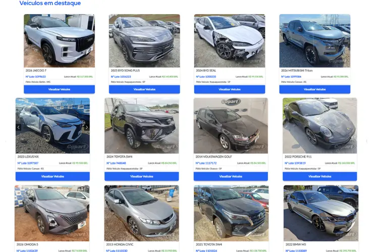 Mercedes-Benz e BYD lideram leilão de carros eletrificados promovido pela Copart