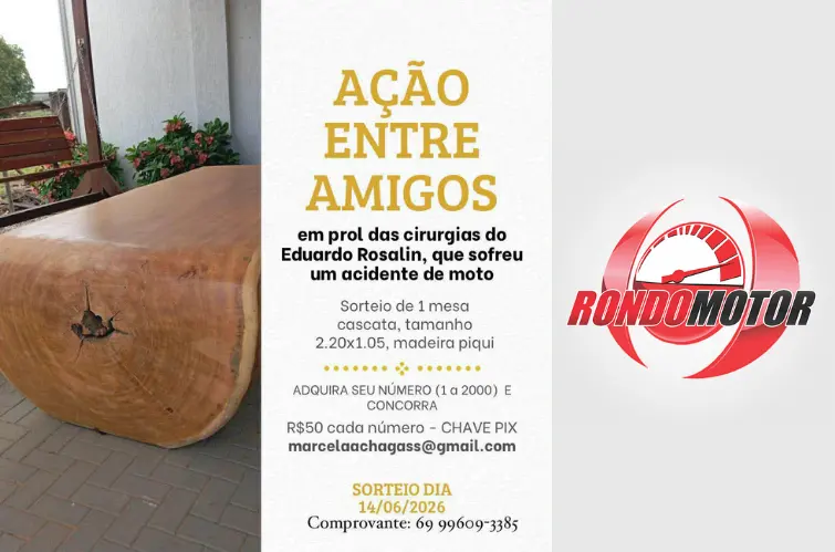 Rifa solidária mobiliza amigos para ajudar jovem após acidente de moto