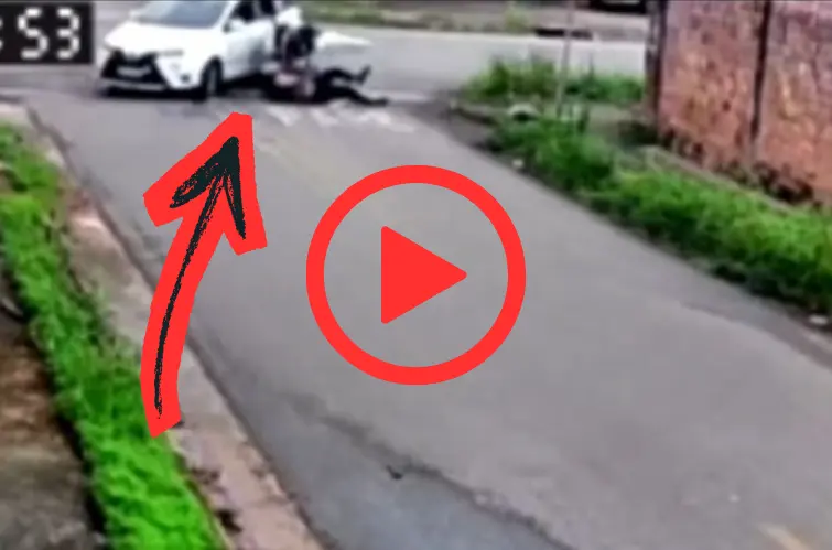 Câmeras registram acidente que deixou motociclista ferido na Avenida Pinheiro Machado