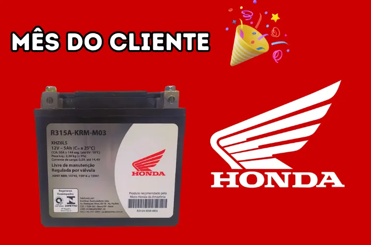 Bateria original Honda é destaque no Mês do Cliente da Master Moto